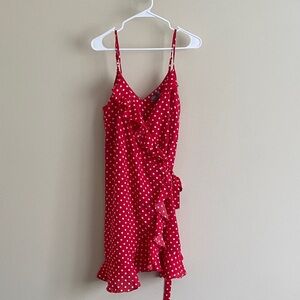 ASOS Red Wrap Dress with White Polka Dots